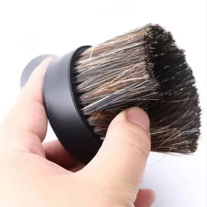 Brosse ronde en crin de cheval de 2.5cm de Long + adaptateur de conversion d'aspirateur outil