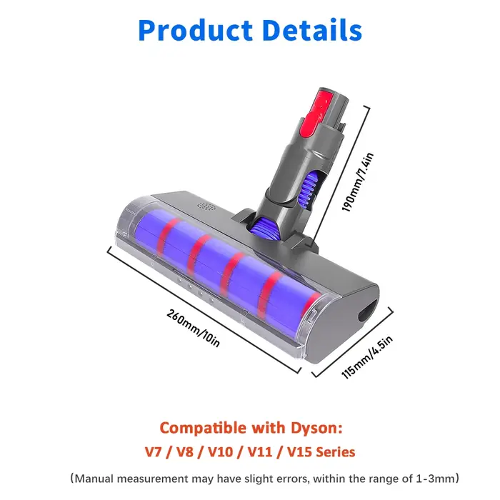 Accessoires pour aspirateur Dyson V6 V7 V8 V10 V11 V12 V15 : brosse à rouleau souple