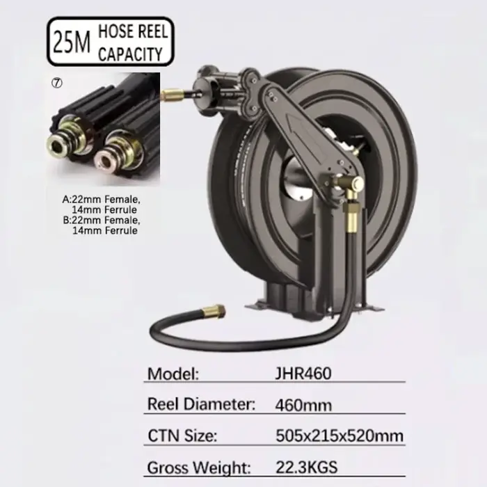 Nettoyeur haute pression rétractable pour tuyau de 25M