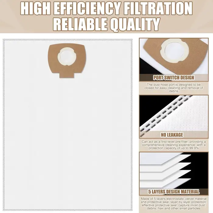 Sacs d'aspirateur compatibles avec Makita 446L VC2010L VC2021L VC2511 VC2512L VC3011L VC3511L 1025L 8999000211