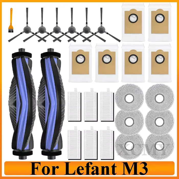 Pour (Lefant M3/M3 MAX/M3L) Robot aspirateur rouleau principal brosse latérale vadrouille tissu grande capacité sac à poussière HEPA Filte accessoires