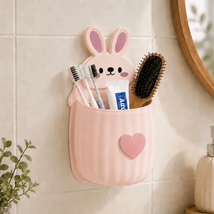 Support mural pour brosse de toilette sans perçage avec un design mignon de dessin animé pour les salles de bain