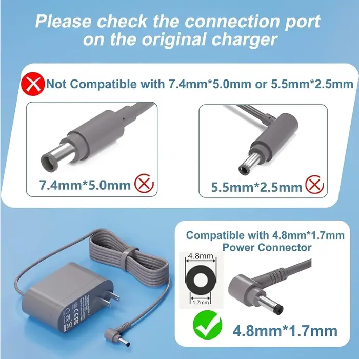 Chargeur 30.45V 1,1a pour aspirateur Dyson V10 V11 V12 V15 SV12 SV14 SV15 SV16 33W, adaptateur d'alimentation avec cordon de 1.8m