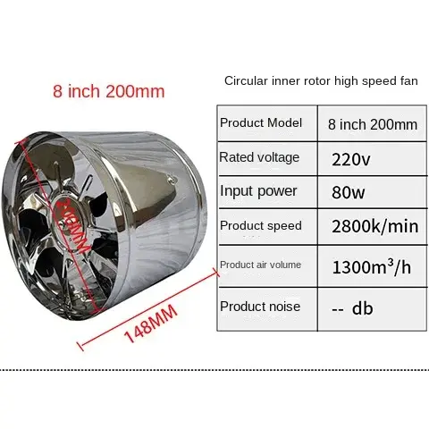 6''8'' cuisine toilette ventilateur d'échappement persienne tuyau extracteur mur Air Ventilation plafond Booster ventilateur métal échappement