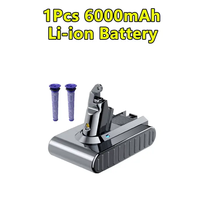 Batterie de remplacement aste pour aspirateur Dyson V6, 21.6V, 6000mAh, DC58, DC59, DC62, SV07, SV09