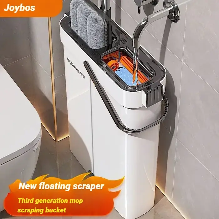 JOYBOS Spin main libre plat baril 33 cm vadrouille avec seau 360 système de nettoyage complet avec double chambre lavable plancher maison vadrouilles
