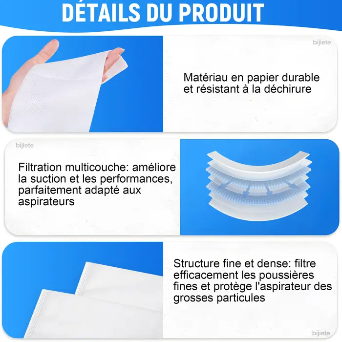 Sac de remplacement Compatible pour AEG GR206S pour Philips pour Volta pour Tornado pour Electrolux s-bag aspirateur classique EL200F EL8500