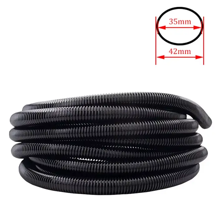 Tuyau fileté pour aspirateur, intérieur 35mm/extérieur 42mm, pailles à soufflet, tuyau souple et Flexible Durable, Tube de remplacement noir