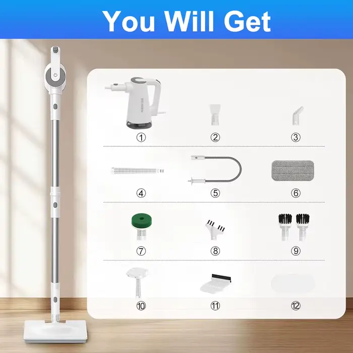 Nettoyeur à vapeur polyvalent, réservoir puissant et poignée Portable pour coulis, carrelage, sols,