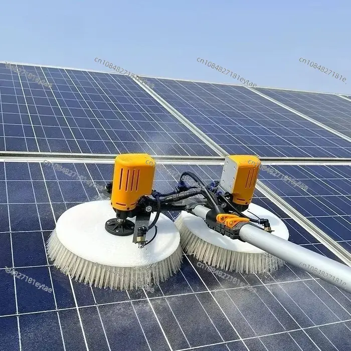 Robot de nettoyage automatique de panneaux solaires à double brosse avec batterie
