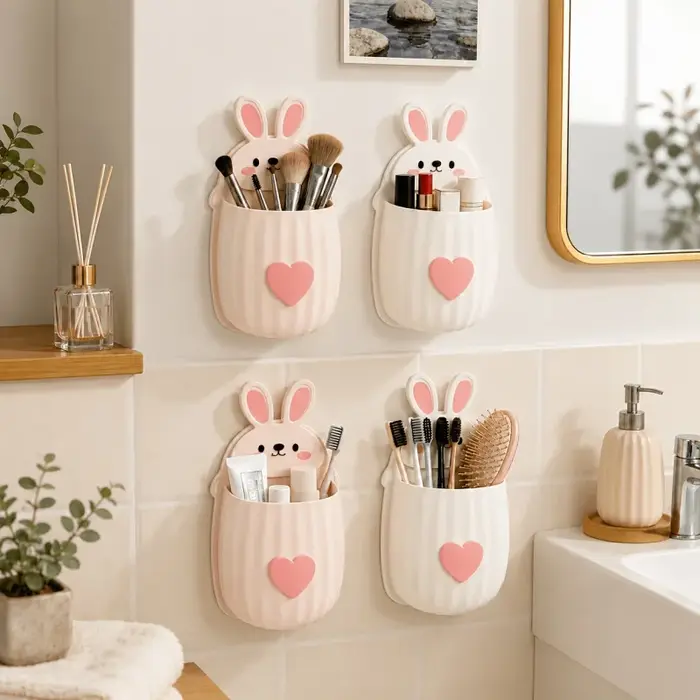 Support mural pour brosse de toilette sans perçage avec un design mignon de dessin animé pour les salles de bain