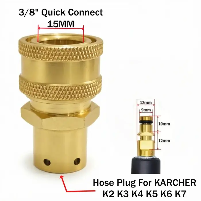 Adaptateur de tuyau de pistolet de lavage à connexion rapide 3/8 "