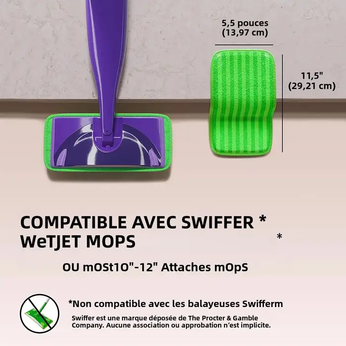 Tampon de rechange réutilisable pour balai microfibre Swiffer Wet Jet