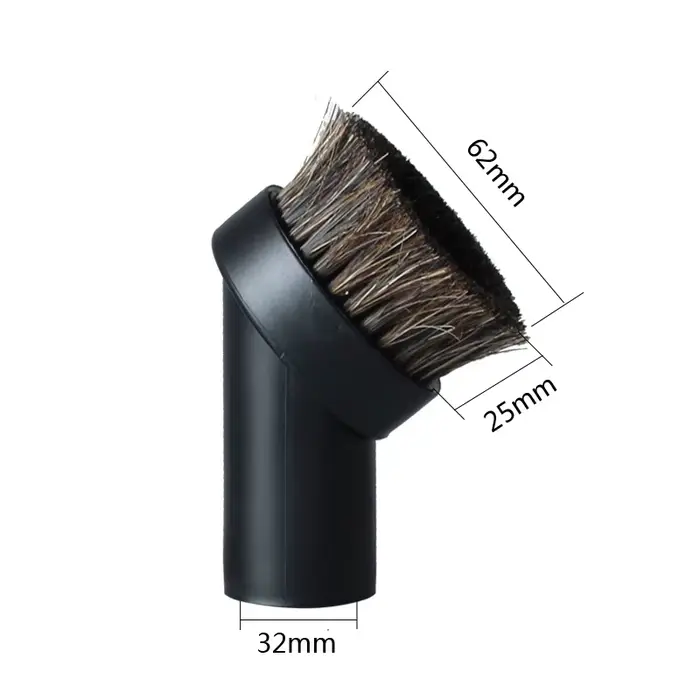 Brosse ronde en crin de cheval de 2.5cm de Long + adaptateur de conversion d'aspirateur outil