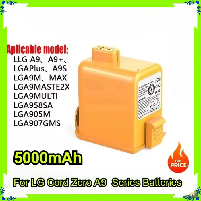 Batterie d'aspirateur 2800mAh/3500mAh/5000mAh pour LG Cord Zero A9 A9+ A9 Plus A905M A907GMS Series 18650 Batteries rechargeables