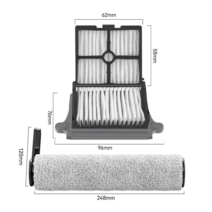 Pièces de rechange pour aspirateur eau et poussière Tineco Floor One S6 Pro/S6 FW110500US S7 ProFW200300US/S7/S7 Flashdry : brosse rotative et filtre HEPA