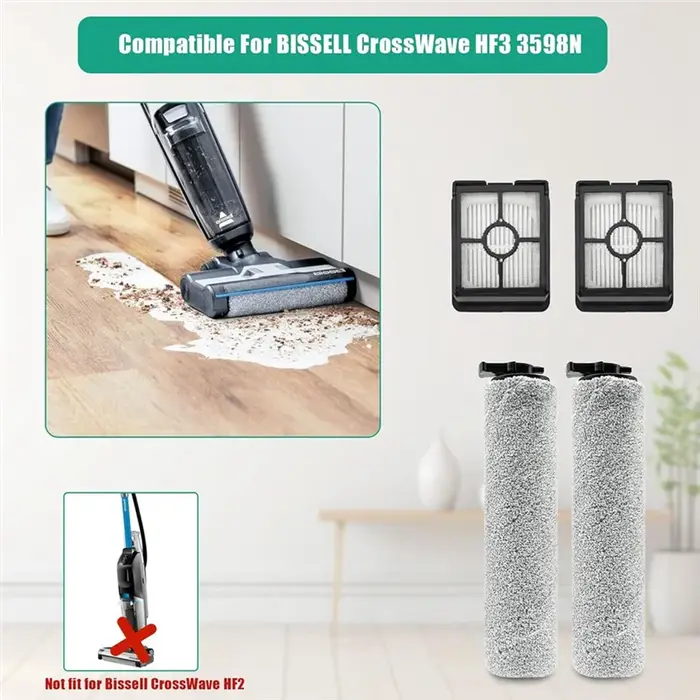 Brosse à rouleau principal filtre Hepa pour aspirateur BISSELL Crosswave HF3 3598N Nass pièces de rechange