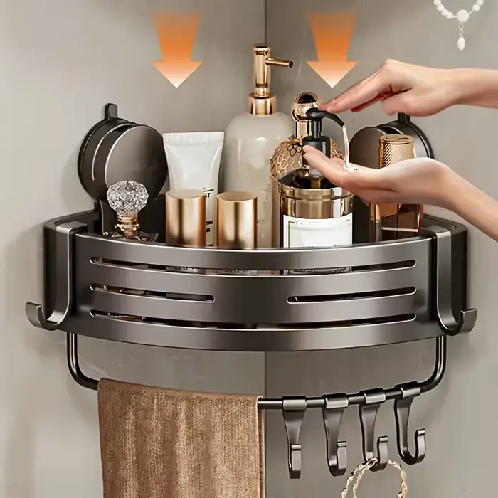 Support de salle de bain à ventouse peu encombrant