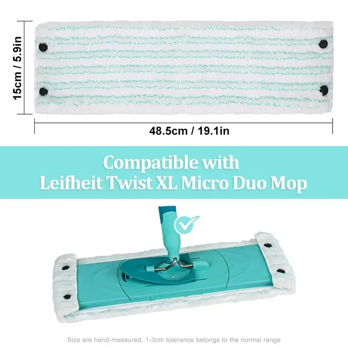 Serpillière plate pour Leifheit Clean Twist XL MicroDuo, tampon de support pour livres secs, fournitures imprimées, sol de la maison, 5x15cm, 2 pièces
