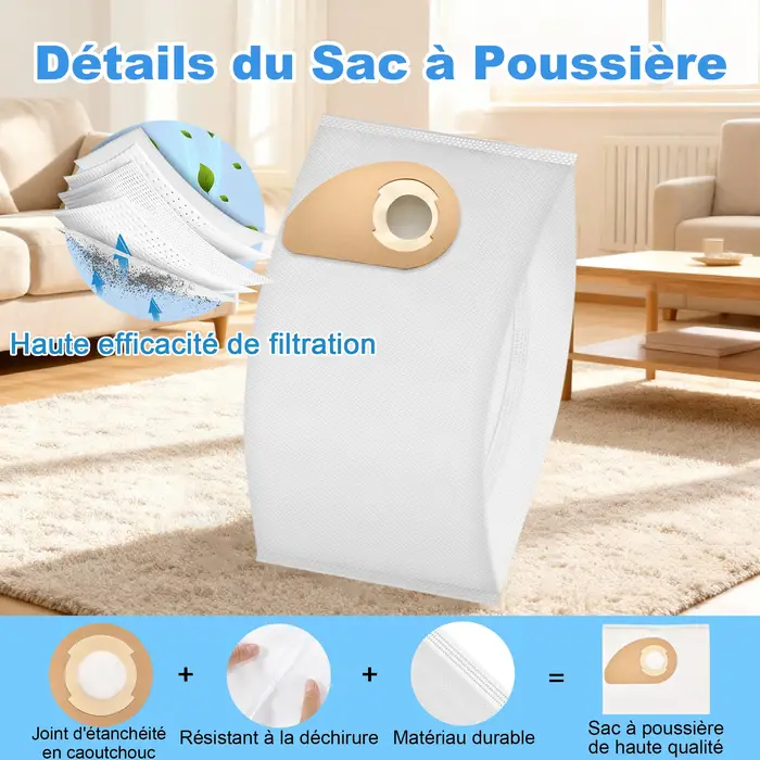 Sacs d'aspirateur pour Nilfisk Buddy II 12/18/12L/18L INOX