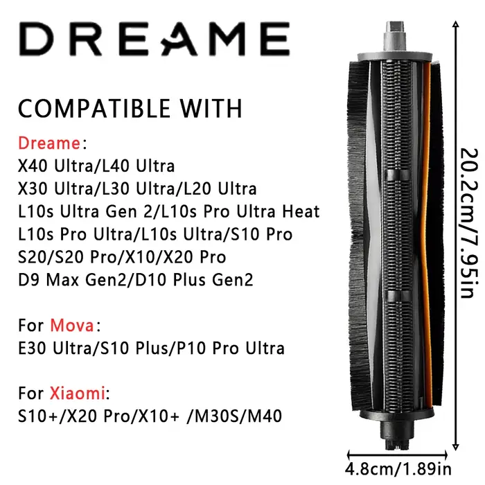Brosse Dreame TriCut, pour X40 Ultra/X30 Ultra/L20 Ultra/L10s Ultra Gen 2/S10 Pro/S20/S20 Pro/X10/X20 Pro/D9 Max Gen2. etc.