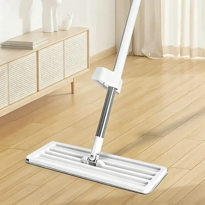 Serpillère plate à essorage mains libres, avec tampons en microfibre, pour nettoyage humide ou sec,
