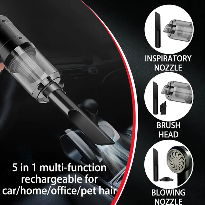 Aspirateur à main sans fil haute puissance, mini aspirateur portable pour voiture avec fonction sèche-cheveux pour le nettoyage intérieur des véhicules