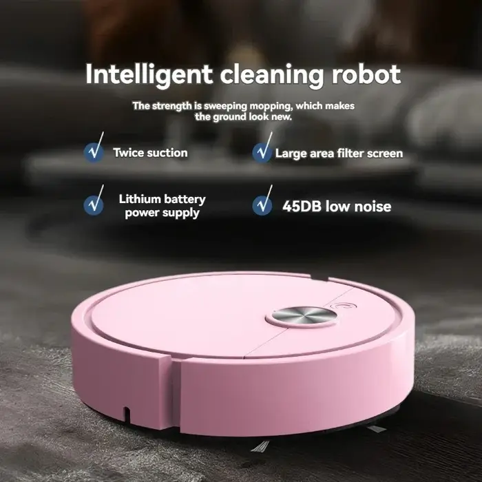 Nouveau Robot Aspirateur Intelligent 5-en-1 Modèle 2026 – Mini Machine de Nettoyage Automatique pour la Maison avec Chargement USB et Fonction Balayage et Lavage