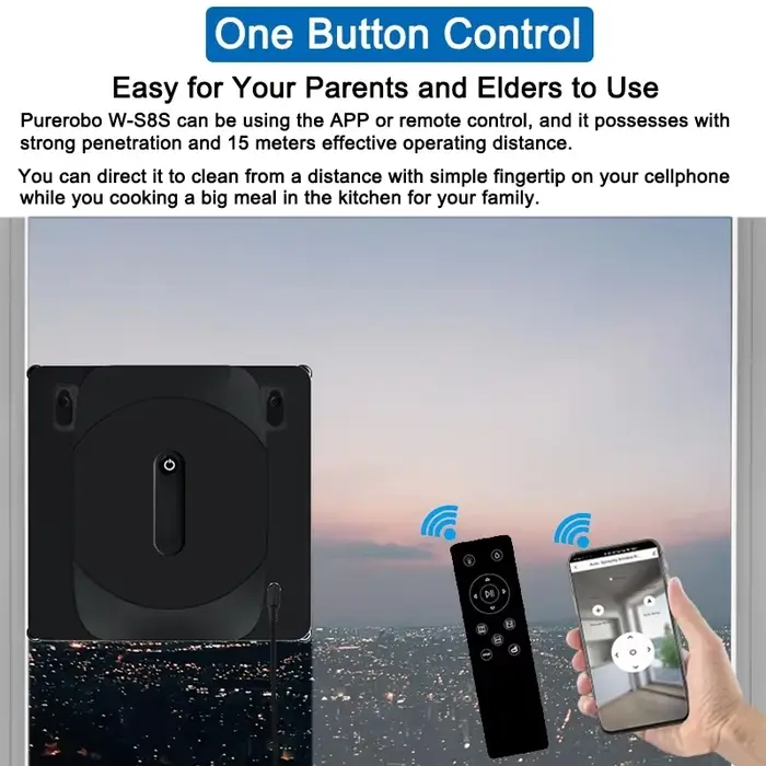 Robot nettoyeur de vitres Purerobo W-S8S intelligent avec application et télécommande Robot d'eau automatique nettoyeur de vitres Robot de nettoyage de vitres