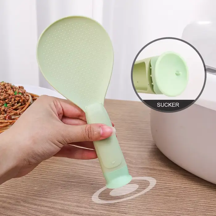 Nouvelle ventouse cuisine ours cuillère à riz peut tenir debout vertical antiadhésif cuiseur à riz