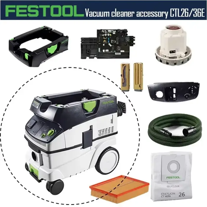 FESTOOL aspirateur 26/36E accessoire moteur général brosse en carbone élément filtrant sac sous vide pantalon (3