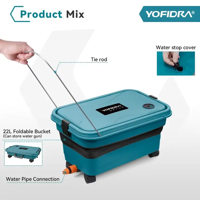 100BAR nettoyeur haute pression laveuse pistolet de pulvérisation 22L réservoir d'eau Portable outil de lavage de voiture 6 en 1 buse pour Makita 18V batterie broche
