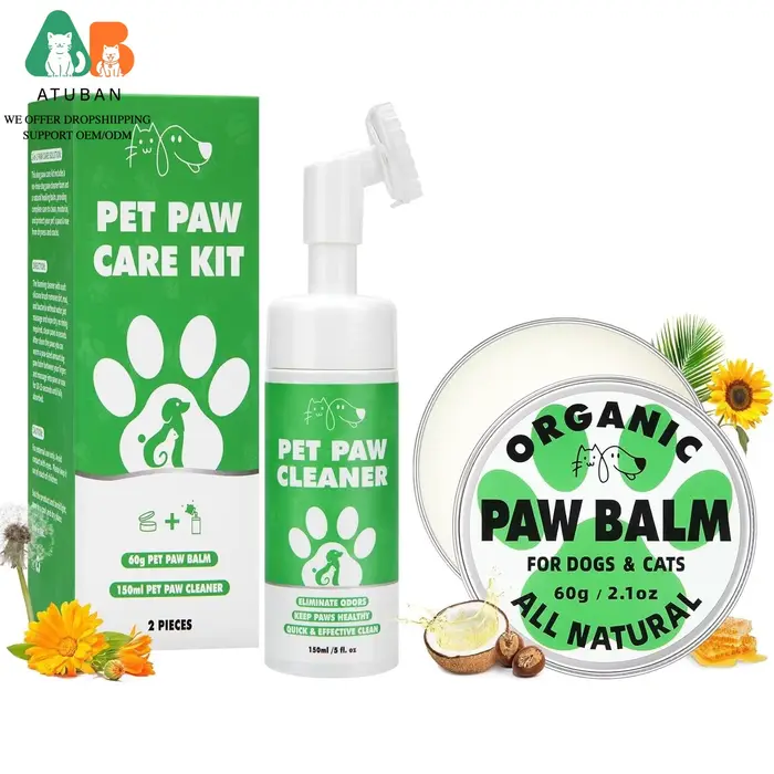 Kit de soins des pattes de chien, nettoyant pour pattes de chien en mousse sans rinçage avec brosse 