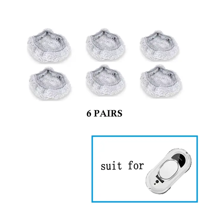 CHOVERY Robot aspirateur lave-vitres, chiffons de nettoyage (6 paires) pour robot aspirateur lave-vi