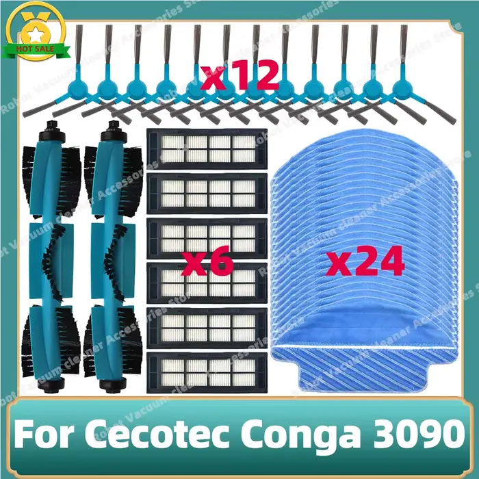 Kit de pièces de rechange pour aspirateur Robot Cecotec Conga 3090, rouleau principal, brosse latéra