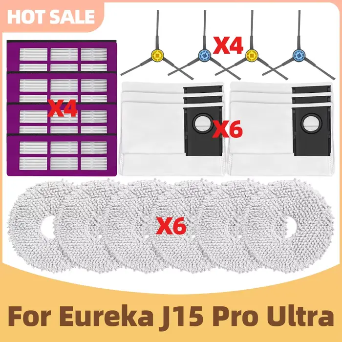 Compatible avec les pièces d’aspirateur (Eureka J15 Pro Ultra / Eureka J15 Ultra) – rouleau principal, brosse latérale, filtre H