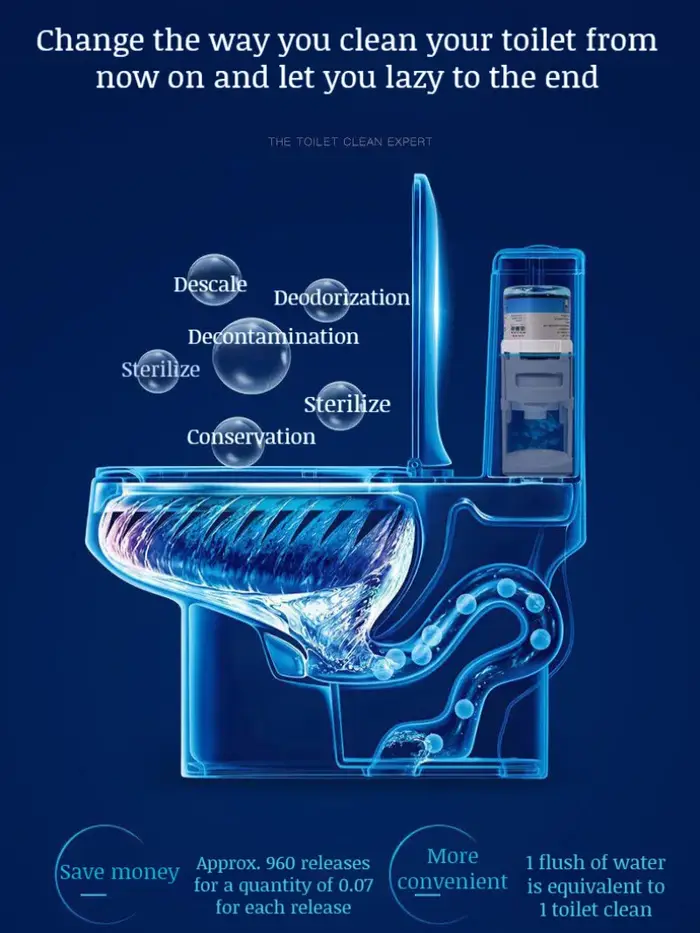 Désodorisant et nettoyeur de cuvette de toilette à haute efficacité, désinfectant domestique, désodorisant et détartrage