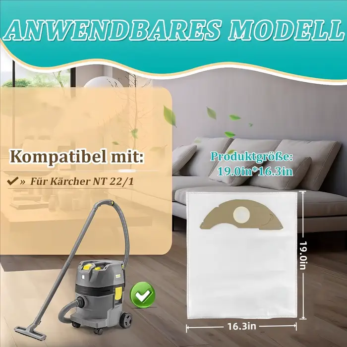 Sac de rechange pour aspirateur Kärcher NT 22/1 NT22/1AP - Ensemble de sacs accessoires