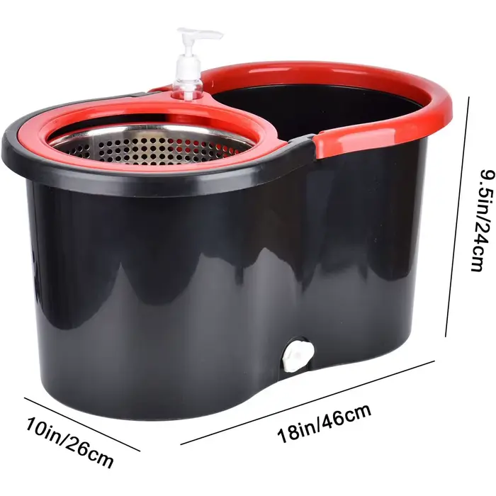 360 °   Ensembles de seaux à vadrouille rotative avec système d'essorage dans 3 têtes en microfibre,