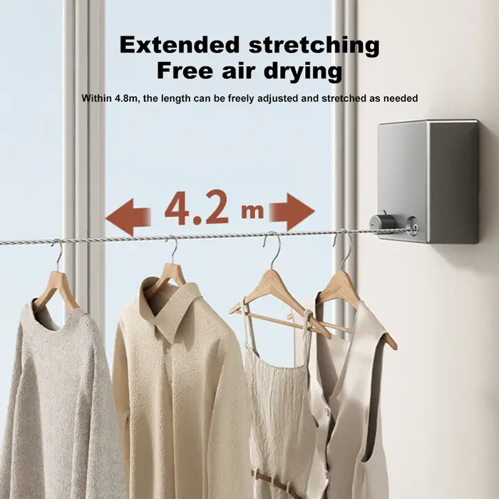 Corde à linge rétractable en acier inoxydable, Machine de séchage de vêtements extractible, corde pe