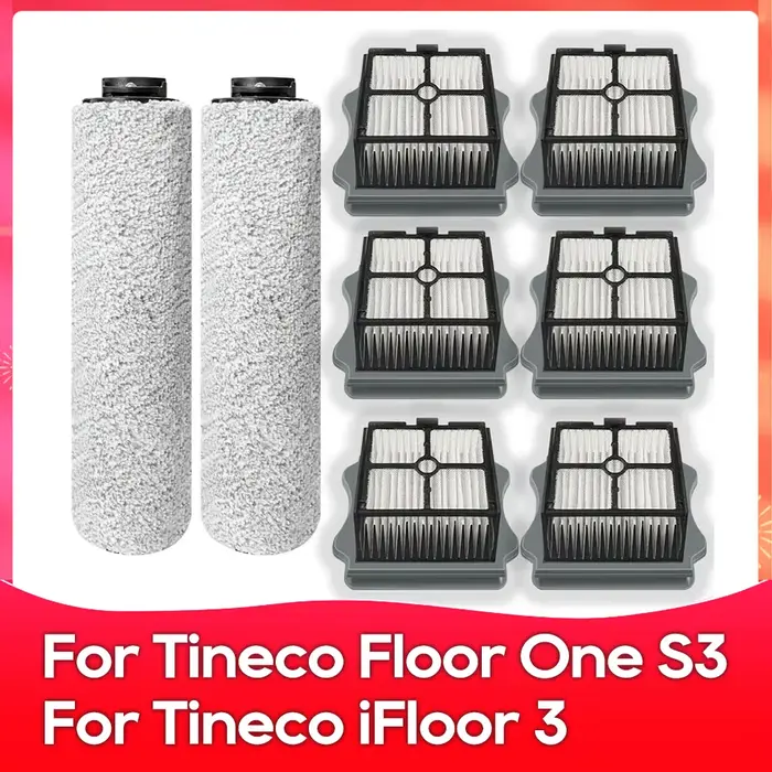 Compatible avec ( Tineco iFloor 3 Breeze Complete, FLOOR ONE S3 Breeze ) Pièces Accessoires Brosse à rouleau Filtre HEPA Kit d'a