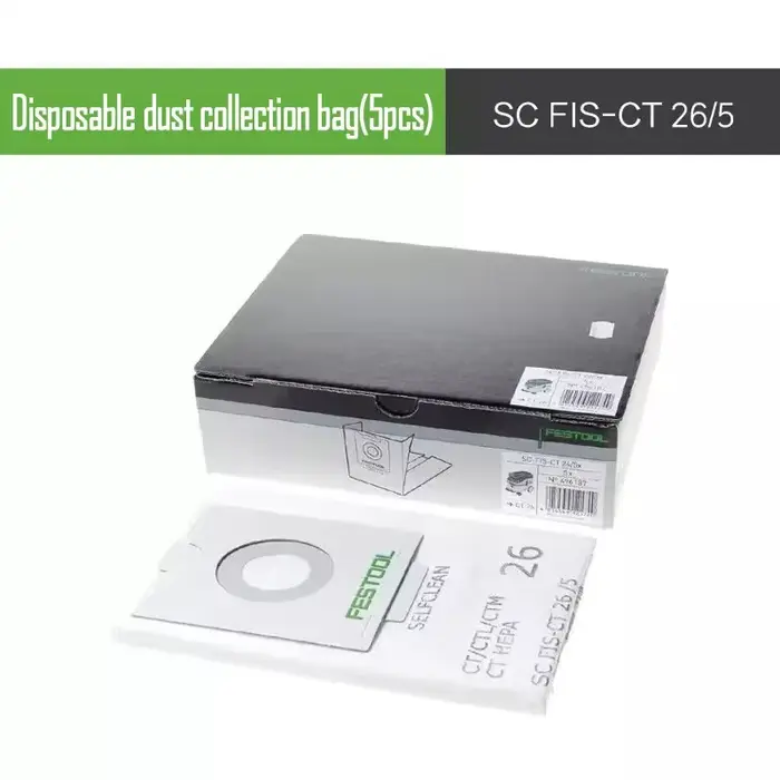 Sac d'aspirateur 5 pièces 26L FESTOOL, accessoire Original CTL 26/36 E ou AC, etc.