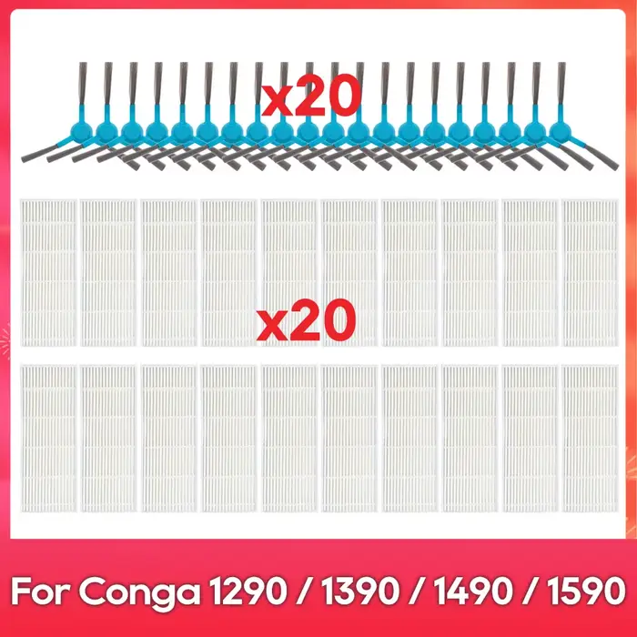 Convient pour (Conga 1290 / 1390 / 1490 / 1590) filtre Hepa brosse latérale Robot aspirateurs pièce 