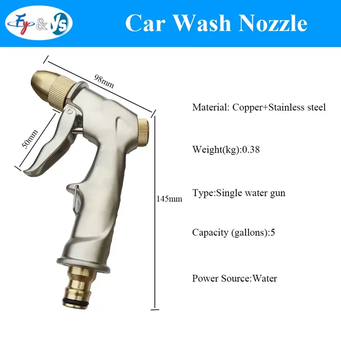 Pistolet de pulvérisation d'eau haute pression en métal, buse en laiton pour le lavage de voiture, t