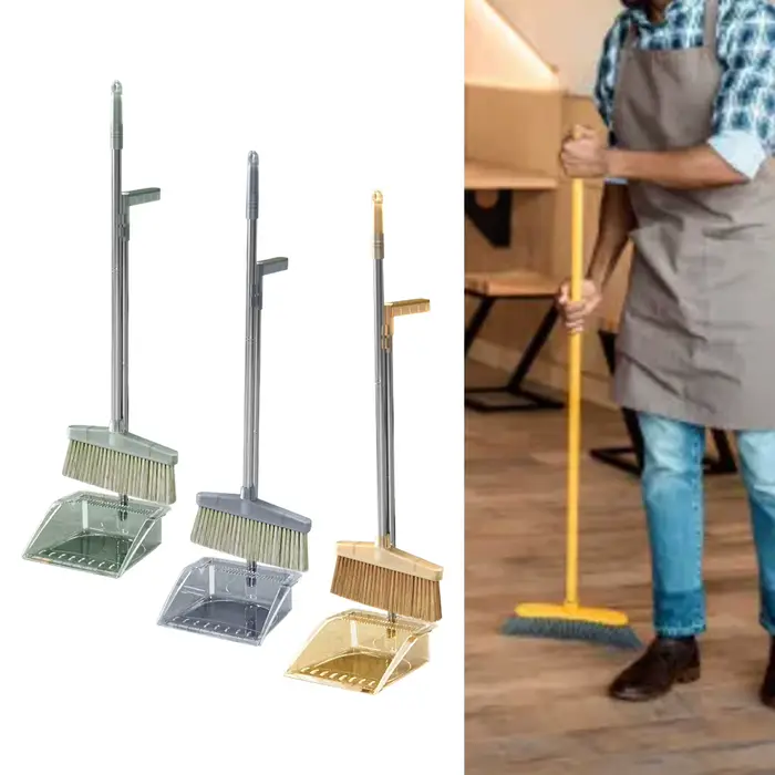 Kit de balai et pelle à poussière avec brosse à long manche pour la maison et la chambre