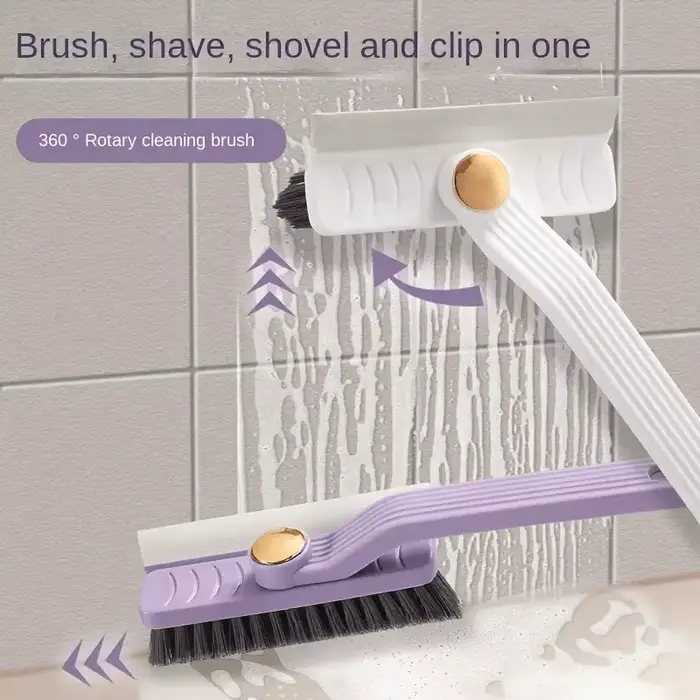 Brosse de nettoyage de carrelage polyvalente 3 en 1 360 ° Épurateur rotatif à poils durs pour sols