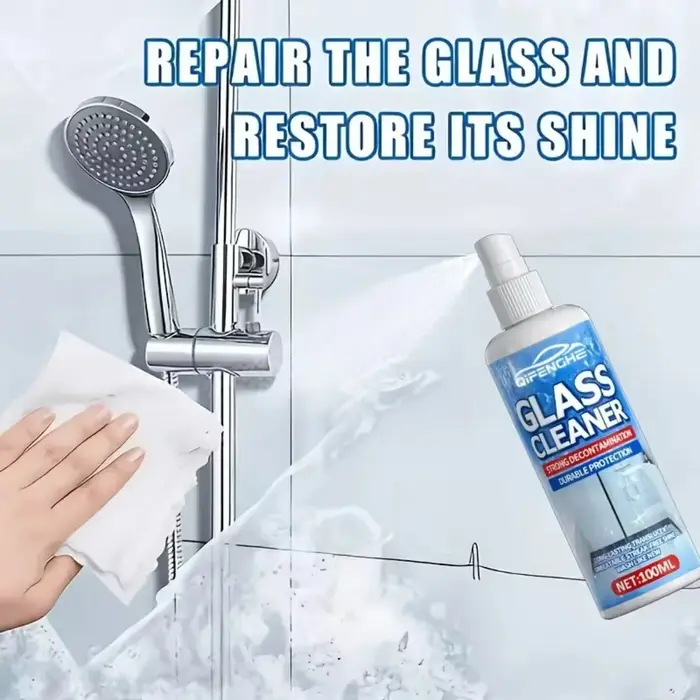QIFENGHE Nettoyant Vitres en Spray 100ml, Formule Anti-Traces pour Fenêtres, Miroirs et Pare-Brise de Voiture, Fort Pouvoir Décontaminant & Anti-Buée