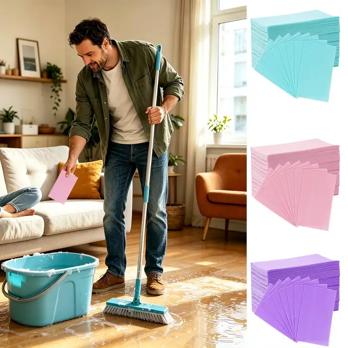 100 Feuilles de Nettoyage de Sol Solubles dans l'Eau 11x7cm Multi-usages pour Nettoyer les Carreaux
