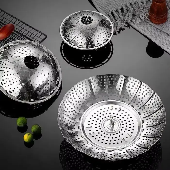 Panier vapeur multifonctionnel en acier inoxydable, grille vapeur pour usage domestique, support pli