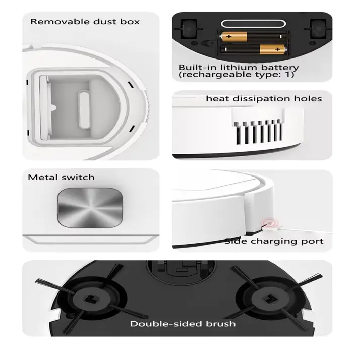 Mini robot de nettoyage intelligent silencieux trois-en-un multifonctionnel aspirateur balayeuse serpillière brosse 2025
